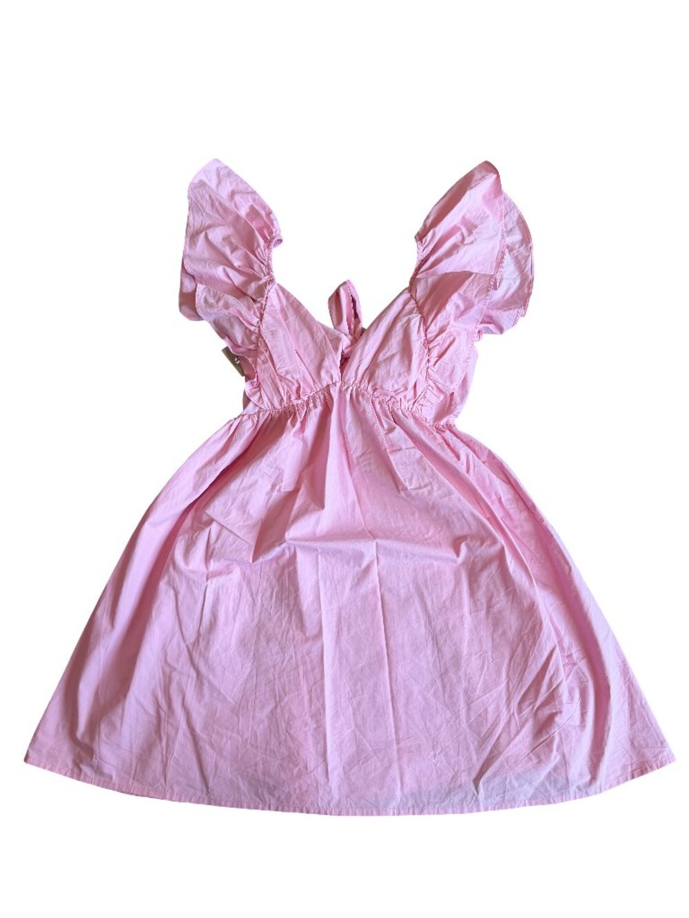 Maskazu/Amazon Brand Pink Ruffle Flutter Sleeve Bow Dress X-Small Women's NWT